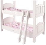 BABESIDE Reborn Baby Dolls Crib with Bedding, Wooden Babys Doll Bunk Bed for 17-20 Inch Dolls, Reborn Baby Doll Bunk Bed with Ladder Removable, Doll Bed for Gift, White