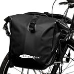 AFISHTOUR Waterproof Bike Pannier -15L Saddle Bag for Bicycle Rear Rack - Bike Bag for Grocery, Laptop (Black, 1 PCS)