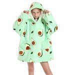 JOREAY Kids Oversized Blanket Hoodie, Sherpa Wearable Blanket Fluffy Giant Comfortable Hooded Sweatshirt for Children Teen Avocado