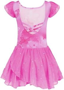 Arshiner Girls Ruffle Sleeve Ballet Leotard Dance Dress Outfit with Shiny Skirt