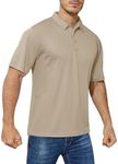 CRYSULLY Polo Shirts for Men Golf Shirt Short Sleeve Tactical Performance Polo T Shirts Dry Fit for Work, Fishing, Hiking Khaki M