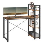 VASAGLE Computer Desk, Writing Desk with Storage Shelves on Left or Right, 120 cm Wide Home Office Desk, for Study, Easy Assembly, Industrial Style, Rustic Brown and Black LWD48X