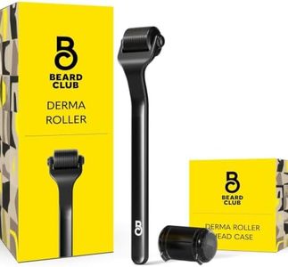 Beard Club Derma Roller for Face, Body and Scalp - Microneedling Roller for Men and Women with 540 Titanium Microneedles - Beard Roller for Hair & Beard - Weighted Metal Handle - Magnetic Storage Case