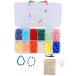 ambitieux Kids' Beading Craft Kit – Create Your Own Bracelets & Necklaces! includes 12 Assorted Bead Colors, 0.7m Elastic, Thread Cutter, & Jute Bag – Perfect for Ages 4+ (Bracelet Box)