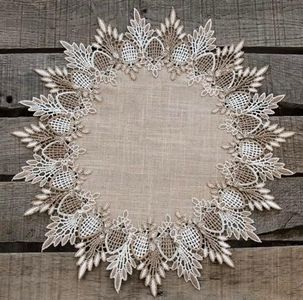 Lace Doily Neutral Earth Tones Table Topper Scarf Place Mat Round Doily (15 inch Round)