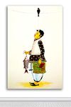 Tamatina Kalighat Art Canvas Painting | Bengali Man And Bird | Traditional Art Unframed painting for Home décor|size - 16X24 Inches.e138