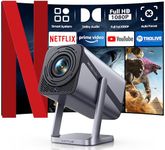 【Netflix Officially & Dolby Audio】Projector, 26000 Lumen Smart FHD 1080P Portable Projector 4K Support, WiFi6 Bluetooth 50% Zoom 360° Rotatable Short Throw Projectors for Bedroom, Outdoor, Kid Gifts