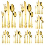 BILLION DUO Golden Cutlery Set 30 Pieces, Stainless Steel Silverware Set Dishwasher Safe & Rustproof, Highly Polished Gold Knife Fork Spoon Set for 6 People