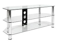 Mountright TV Stand Unit With Clear Glass Shelves For Televisions 32 Up To 60 Inch - 120 CM Wide Large Table