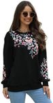 AK Womens Embroidered Fashion Hoodies Mexican Stylish Fall Winter Fashion Oversized Sweatshirts, Black, Medium