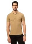 n&j Cotton Regular Fit Polo Solid Round Neck Men's Tshirt (XXL, Khaki)