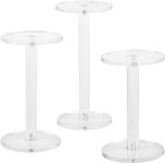 Porpoise Acrylic Clear Round Pedestal Display Risers Stand || Jewellary Diaplay Holder || 8 mm Thickness Rod || 5 mm Thickness Cirle || Clear & Transparent Stand || Set of 3