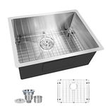 Undermount Workstation Kitchen Sink, 20 Gauge Single Bowl Stainless Steel with Accessories (Pack of 3 Built-in Components), 24-Inch, Silver