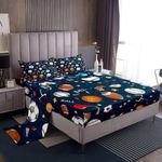 Sports Theme Bedding Set 3D Blue Ball Sheet Set Baseball Football Basketball Bed Sheets for Children Kids Boys Girls Microfiber Competitive Games Bed Sheet Set Room Decor Full Size