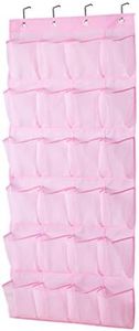 MISSLO Kids Shoe Organizer Pink Room Decor for Bedroom Door Hanging Baby Closet Storage over the Rack Breathable 24 Large Mesh Pockets for Toddler Girl