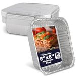 XpressPak [10-Pack] - Aluminium Foil Trays with Lids - 8 Inch Square - (20x20 cm) - Aluminium Pans Disposable Baking Foil Pans - 8-Inch Square Pans for Baking, Roasting & Food Prepping