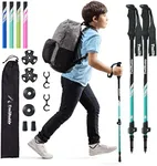 TrailBuddy Collapsible Hiking Poles - Pack of 2 Trekking Poles for Hiking, Camping & Backpacking - Lightweight, Adjustable Aluminum Walking Sticks w/EVA Grip (Aqua - Junior Size)