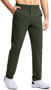 Pudolla Men's Golf Pants Work Dress Comfy Pants Casual Slacks Trousers with Pockets(Army Green 42Wx32L)