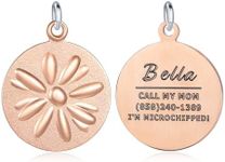 Leash King Custom Engraved Pet ID Tag | Personalized Dog Identification Tags| High-Relief Design, Corrosion-Proof Surgical Stainless Steel | Fits Collar or Harness,1" -PVD Rose Gold/Flower