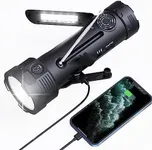 PPLEE NOAA Emergency Flashlight Rechargeable with Weather Radio,AM/FM Weather Alert Solar Hand Crank Survival Radio,Battery Powered Radio,Reading Lamp,USB Phone Charger,SOS Alarm