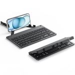 TECURS Foldable Bluetooth Keyboard with Stand, Rechargeable Travel Slim Portable Mini Folding Wireless Bluetooth Keyboard for iPad Tablet Smartphone iOS Android Windows, QWERTY UK Layout, Black