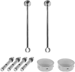 SAFYY 2 Pack Heavy Duty Stainless Steel Ceiling Mount Curtain Rod Brackets, Curtain Rod Holder, Shower Curtain Rod Holder, Wardrobe Pipe Flange Socket