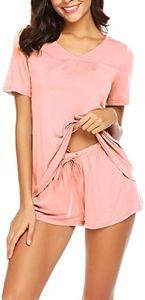Avidlove Women Short Pajama Sets Short Sleeve Sleepwear Nightwear Pjs S-XXL Peach Pink