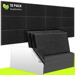 CAHAYA Acoustic Wall Panels 12 Pack 9 mm Thick Padded with Back Adhesive 34 * 20 cm Soundproof Insulation Panel Sound Absorbing Noise Reduction Panels for Office Door Walls, Black CY0339-1