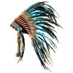 Novum Crafts Feather Headdress | Native American Indian Inspired | Turquoise