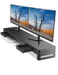 meatanty Dual Monitor Stand Riser with 2 Storage Drawers and 4 USB Ports, Metal Monitor Stand for 2 Monitors Supports Transfer Data and Charging, Desk Organizer for PC (38.7 inches)