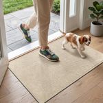 LEKEEPGO Door Mat 43 x 75 cm, Non Slip Door Mat Indoor Entrance, Rubber Backing Indoor Door mats Washable Absorbent Low-Profile Doormat Front Entryway Entry Resist Dirt Inside Door Mats, Khaki