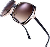 The Fresh Women's Oversized Square Jackie O Cat Eye Hybrid Butterfly Fashion Sunglasses - Exquisite Packaging, Brown,black, XL