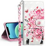 COTDINFOR Compatible with Samsung Galaxy A03S Case Wallet Leather with Card Slot Holder Flip case Slim 3D Painted Design Magnetic Stand Phone Case for Samsung Galaxy A03S. PU- Tree Cat