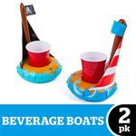 BigMouth Inc. Inflatable Boat Drink Holder Float, 2-Pack Includes Pirate Ship and Sail Boat Drink Floats