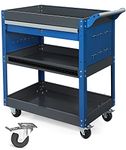 AIRAJ 3-Layer Tool Trolley,78 * 35 * 70cm Heavy Duty Tool Trolley, Metal Tool Cart with large Lockable Drawer and Rack,Work Trolley for Transport Tools,Load Capacity 200KG,Can Hold Heavy Equipment