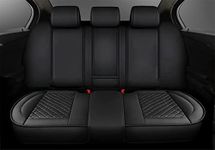 Car Rear Seat Cushions Luxury PU Leather Car Back Seat Covers Universal Protector for Car Seat Bottoms Works with 90% Vehicles (Sedan SUV Truck Mini Van) Anti-Slip(black back seat)