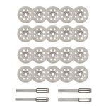 Saipor 20pcs 22mm Diamond Cutting Wheel Off Discs with 4 Pcs 3mm Mandrel for Dremel Rotary Tool Precious Stones, Jade,Marble, Ceramics Cutting, 2 Pairs