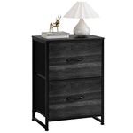 Nicehill Nightstand, Small Dresser, Bedside Furniture, Night Stand End Table with Storage Drawers for Bedroom, Black Wood Grain