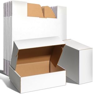 PACKKA 12x9x4 inches Shipping Boxes Set of 20, White Corrugated Cardboard Boxes Literature Mailer Boxes Gift Boxes Small Boxes for Shipping Wrapping Mailing Packaging Small Business