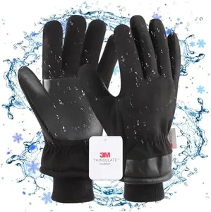 DLY Winter Gloves Men Waterproof -30°F Cold Proof Deerskin Suede Leather Insulated Water-Resistant Windproof Thermal Glove for Driving Hiking Snow Work in Cold Weather - Warm Gifts for Men and Women