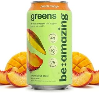 Be Amazing Greens Drink, Peach Mango, Ready to Drink, 10 Organic Fruits & Vegetables, Coconut Water, Vitamin C, Prebiotic Fiber, 25 Calories, Low Sugar, Vegan, Gluten Free, On the Go, 8 Pack