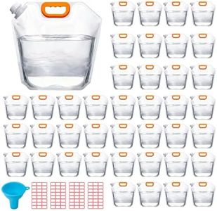 LECEHIVO 40 Pcs 1.3 Gallon Collapsible Water Storage Bag with Funnel and Stickers Leakproof Emergency Jug Container Clear Plastic Water Bladder Outdoor Flat Pouch for Hiking Sport Backpack Camping