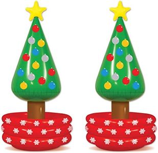 Beistle Inflatable Christmas Tree Coolers, 2 Pack, 4’ 8” x 26”, Each Holds Approx. 24 12 oz. Cans - Drink Cooler, Drink Containers for Parties, Christmas Inflatable, Holiday Decorations