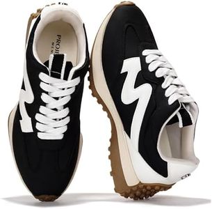 Project Cloud Trendy Sneakers for Women - Memory Foam and Non-Slip Comfortable Casual Ladies Shoes for Womens Fashion Sneakers - Lightweight Lace-up Shoes (LECCO, BLK, 6.5)