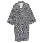 IBLUELOVER Men Women Kimono Bathrobe Cotton Dressing Gown Summer Lightweight Loose Comfy Sleepwear Nightdress with Pocket Pure Colour Bath Robe Wrap Beach Swimwear Bikini Cover Up (Wave-Blakc)