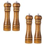 P-Plus International Wooden Peppermill, Ceramic Grinding Mechanism Salt Mill Refillable Salt Shakers Salt Mill (Set of 4)