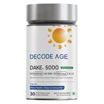 Decode Age DAKE 5000 IU | Vitamin D3 K2 Supplement with Vitamins E & A in MCT Oil for Bone, Immune, Heart and Vision Support | Vegan Capsules | 1 Month Supply