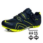 Treer Cycling Shoes Mens Womens, Mountain Bikes Shoes with SPD Cleats Unisex Cycle Shoes Road Bikes Shoes for Men Lady Spin Bike Shoes for Outdoor Indoor - MTB Red Blue Grey Yellow