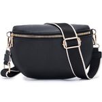 Roulens Crossbody Bag for Women Fashion Waist Packs Soft Vegan PU Leather Belt Bag Large Capacity Shoulder Bag with Adjustable and Removable Wide Strap