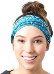 RiptGear Stretch Sport Headband for Women (Tribal Blue) — Made of Non-Slip Sweat Wicking Fabric — Great for Yoga, Running or The Gym — Soft Headband That Fits Most Head Sizes — (1-Pack)